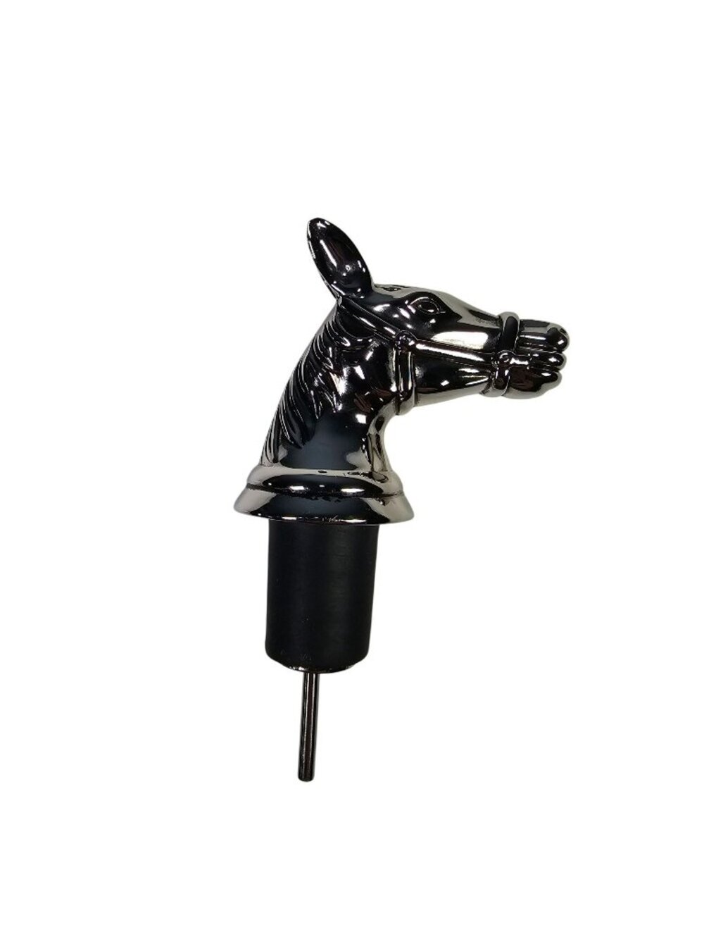 Horse Head Wine Pourer Bottle Topper 2" Decanter Spout Chrome Finish